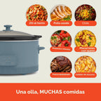 bella - Olla de cocción lenta programable de 6.0 cuartos de galón, revestimiento antiadherente de cerámica, temperatura ajustable y tiempos de cocción, olla de cerámica apta para lavavajillas y tapa