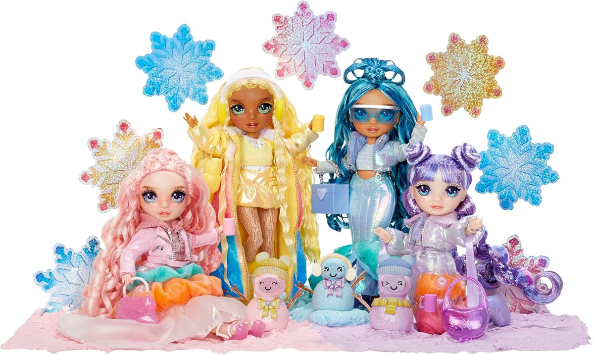 Rainbow High Winter Wonderland Bella - Muñeca de moda rosa de 11 pulgadas con nieve mágica oculta en la moda que se hincha con agua y kit de muñeco de nieve, gran regalo para niños de 4 a 12 años