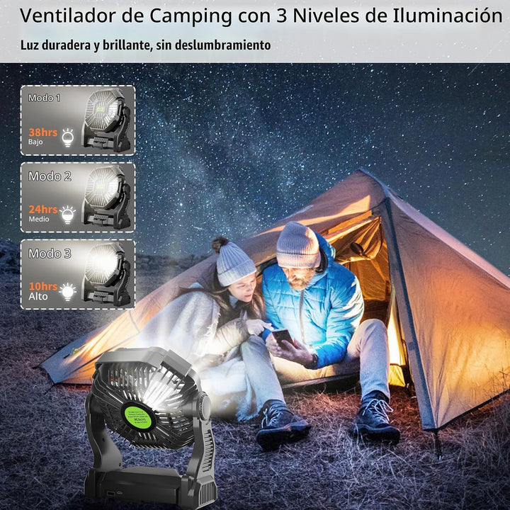 TDLOL Ventilador de Camping Portátil Recargable para Tienda de Camp...