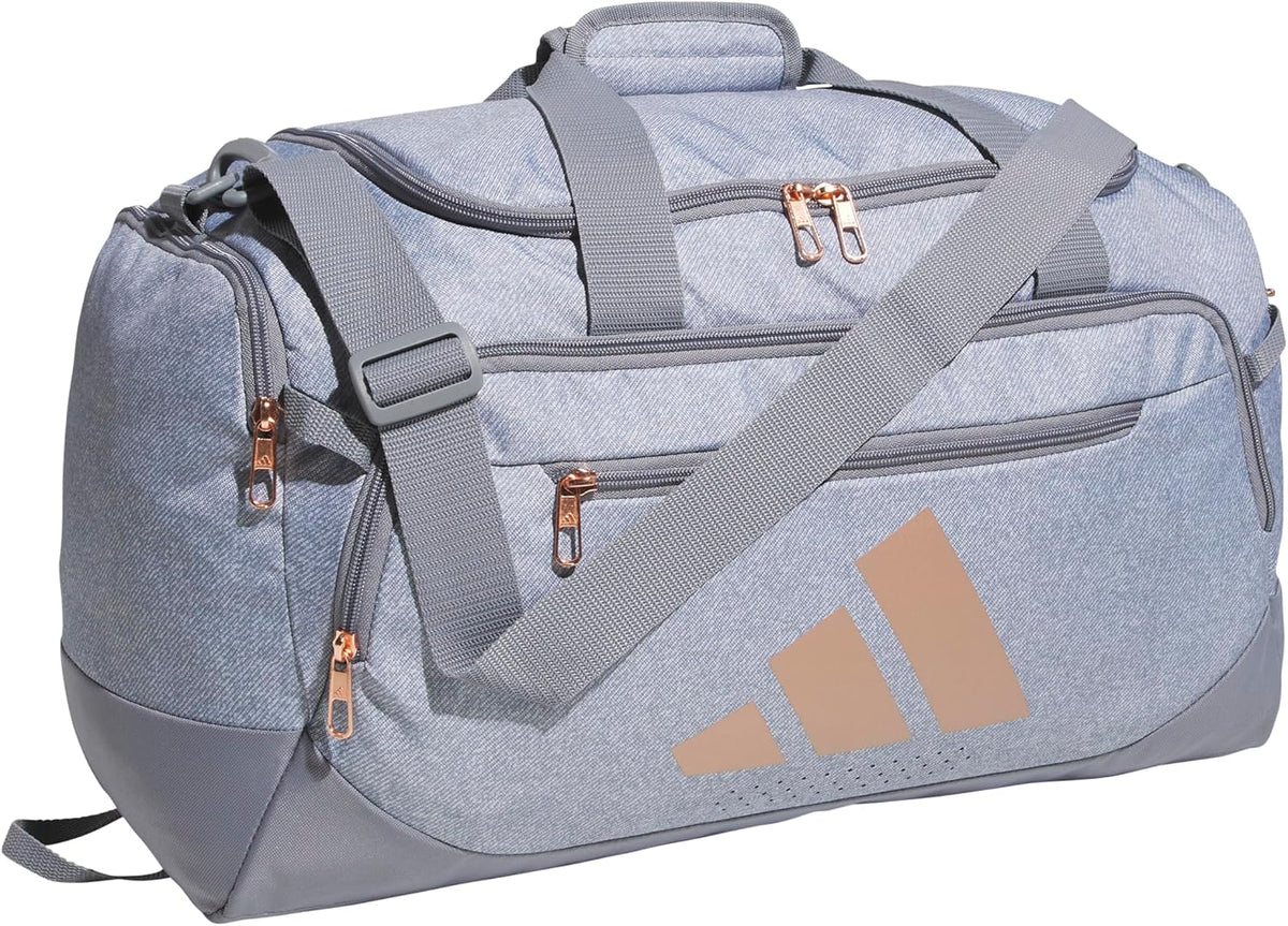 adidas Defender - Bolsa de lona color gris y oro rosa, OSFA