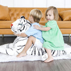 Tigre de peluche Melissa & Doug gigante (más de 5 pies de largo), tigre siberiano blanco, realista