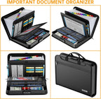 DocSafe Archivador de acordeón con cerradura de combinación, carpeta de archivos expandible resistente al fuego e impermeable con múltiples bolsillos, organizador de documentos para almacenamiento