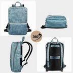 LEATHER VILLAGE Mochila de cuero para computadora portátil para hombres con correa de carretilla 16L Slim