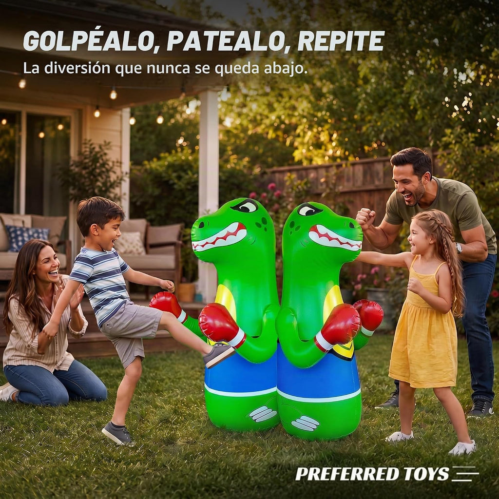 Saco de boxeo inflable de dinosaurio de Preferred Toys para niños – Bolsa Bop para niños pequeños y niños de 3 a 14 años – Juguetes de 47" inflables con acción de rebote – Llene la base con arena o