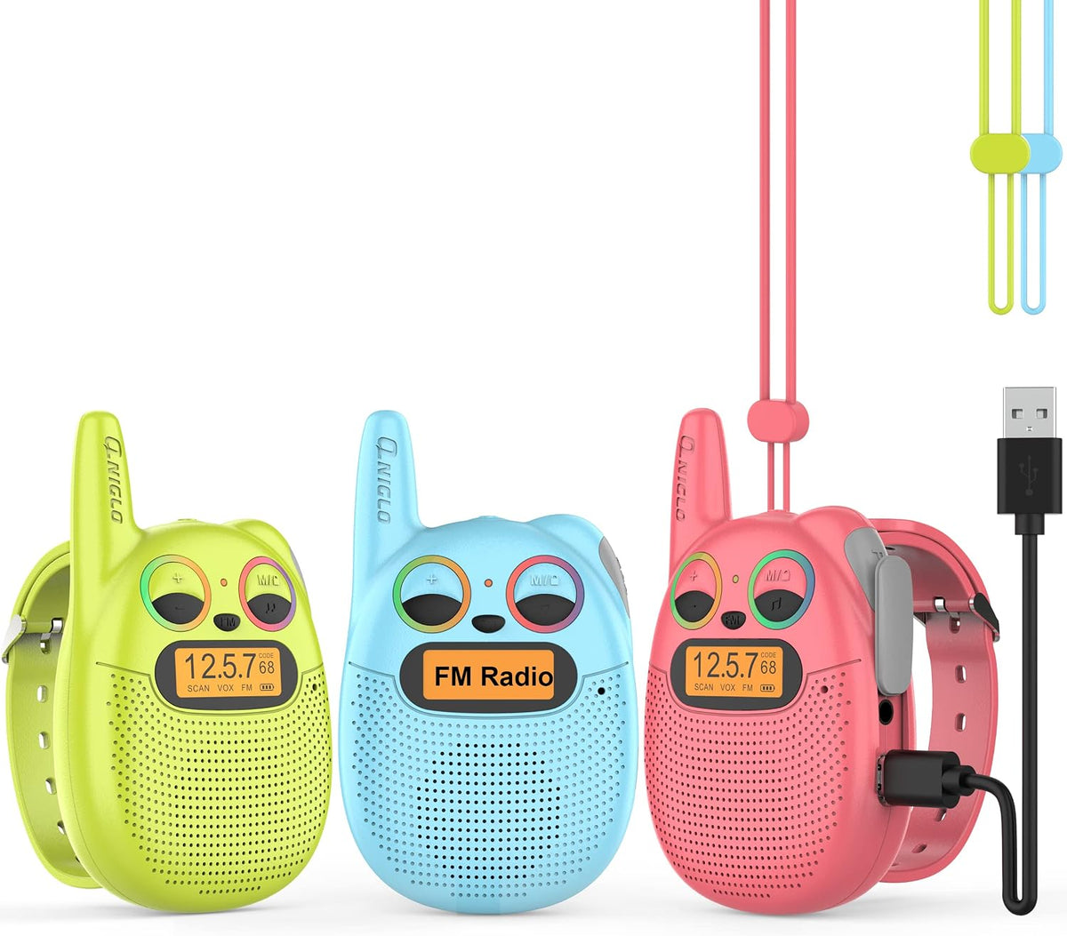 Qniglo Walkie Talkies para niños, 3 millas de largo alcance