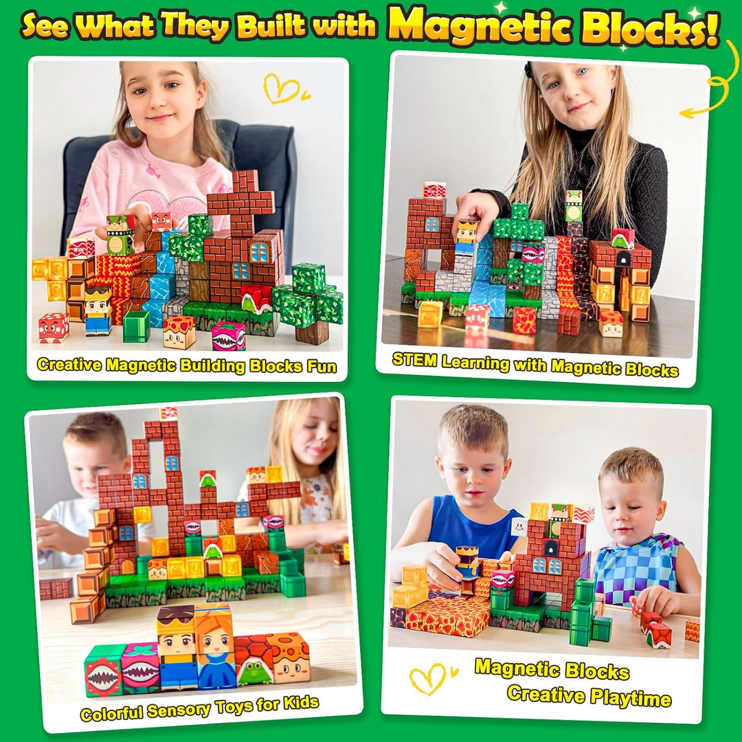 100 bloques magnéticos, bloques de construcción magnéticos, juguete...
