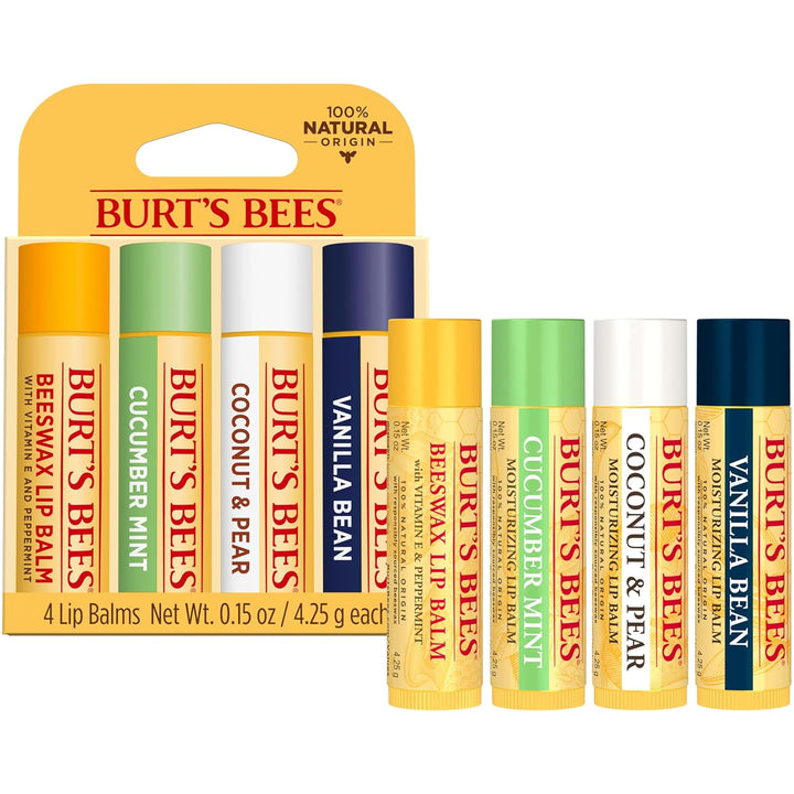 Burt's Bees Bálsamo labial hidratante 100% natural, paquete múl...