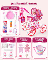 BABESIDE Cochecito de muñeca y accesorios Muñeca de bebé
