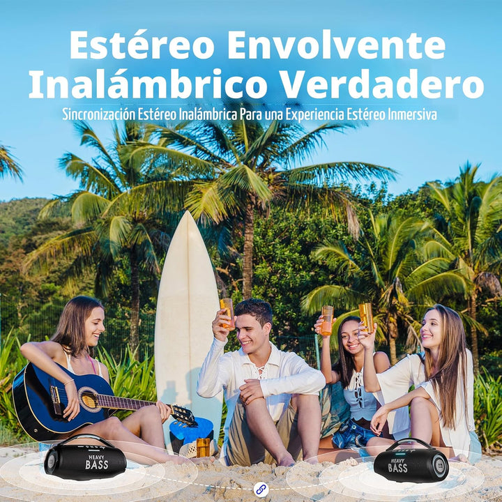 HEAVY BASS Altavoces Bluetooth inalámbricos, altavoz portátil de 80...