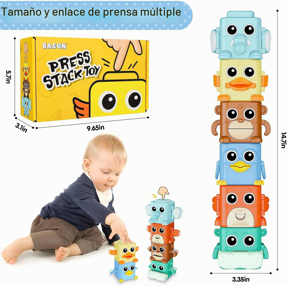 Stacking Toys Set Sensory Animal Stacking Blocks para 18+ Months Toddler Toy