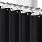 3 en 1 Waffle Shower Curtain Set con PEVA Liner 72Wx72H negro