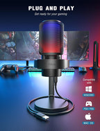 FIFINE AmpliGame A8 Micrófono de condensador USB para juegos con control