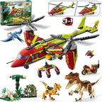 HOGOKIDS Juego de juguetes de construcción de aviones 3 en 1 con dinosaurio