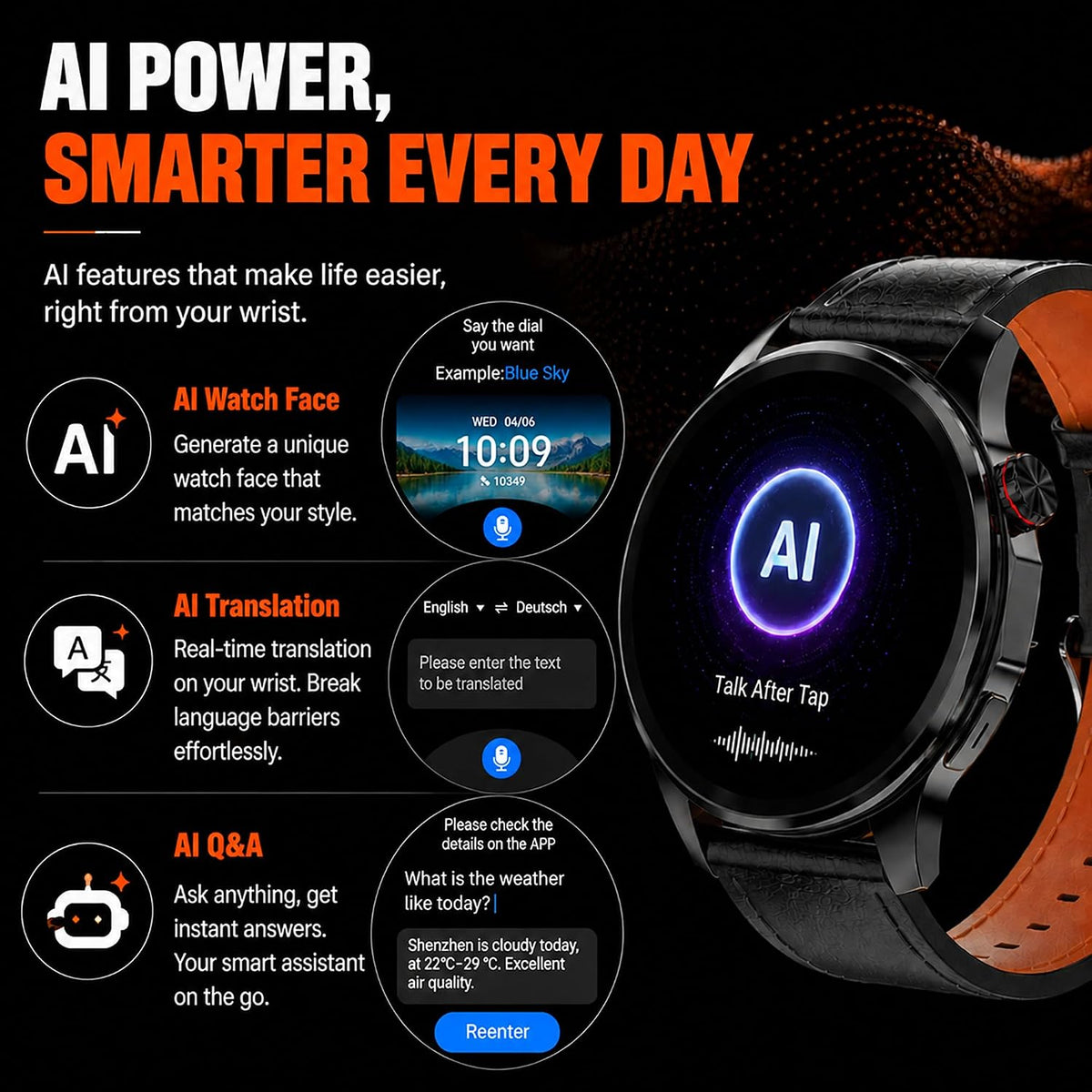 Reloj Inteligente para Hombres con Mapas GPS, AI Smartwatch de 1.46", Llamadas BT/Respuesta de Texto