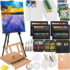 Nicpro - Kit de pintura artística de lujo de 158 piezas para artista con caballete, pinturas y pincel