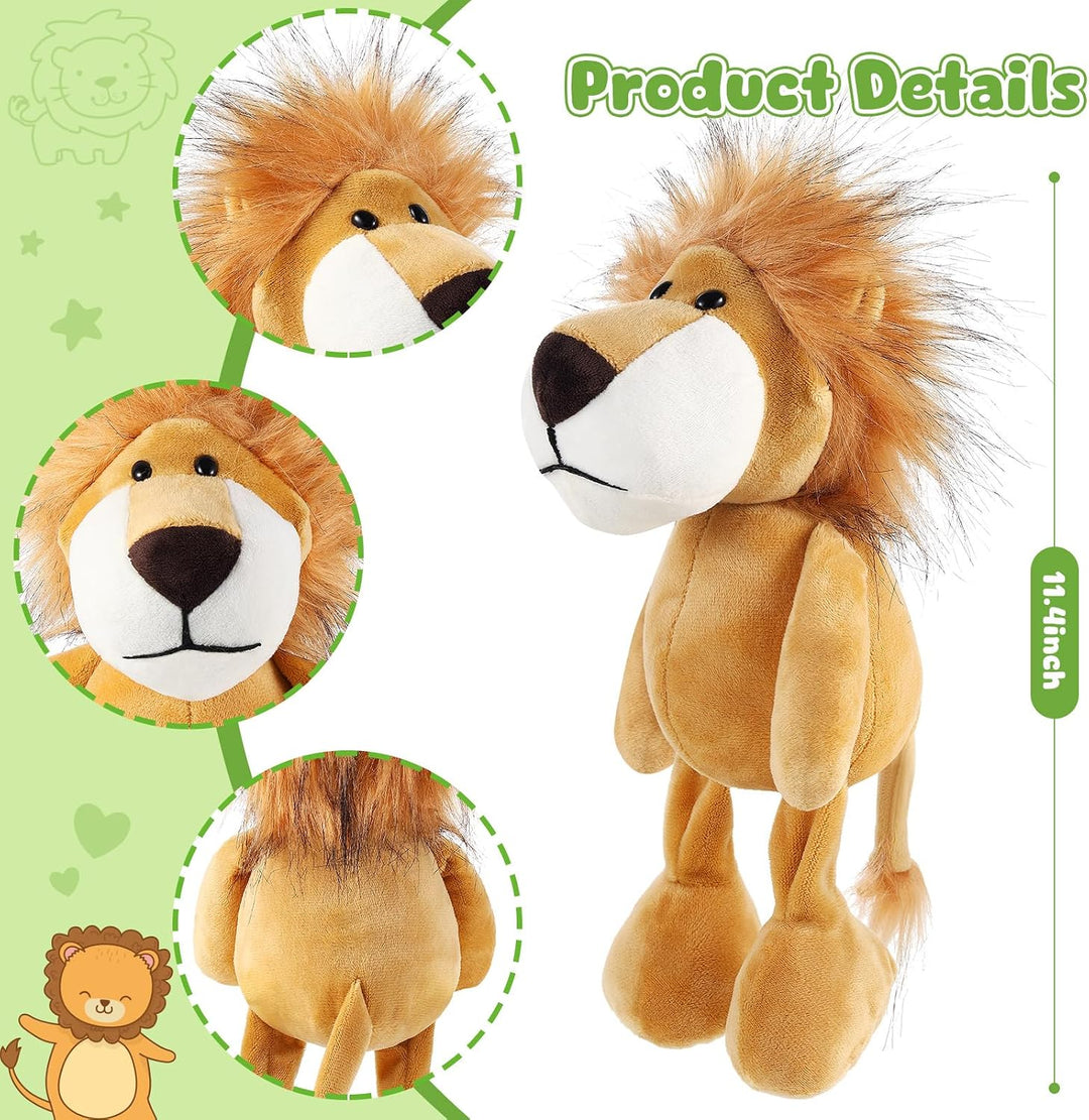 6 piezas de animales de peluche de safari a granel león, elefante,...