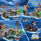 Juego de construcción de castillo pirata con luz 3 modos