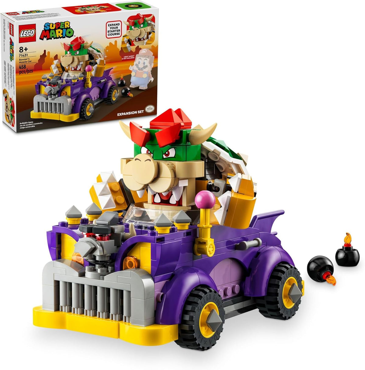 LEGO Super Mario Conjunto de Expansión de Coche Muscular de Bowser...