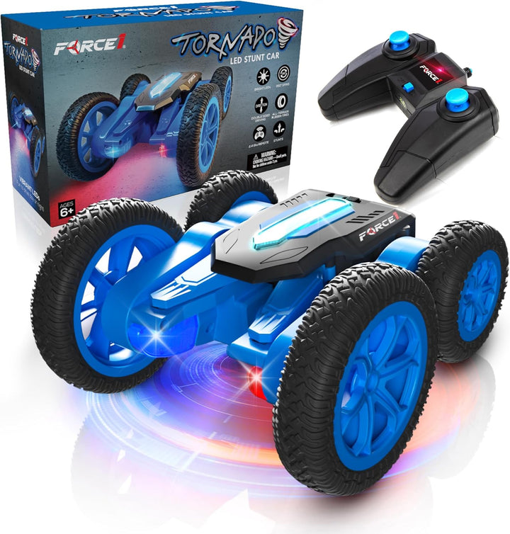 Force1 Tornado Blue - Auto de control remoto con LED para niños - C...