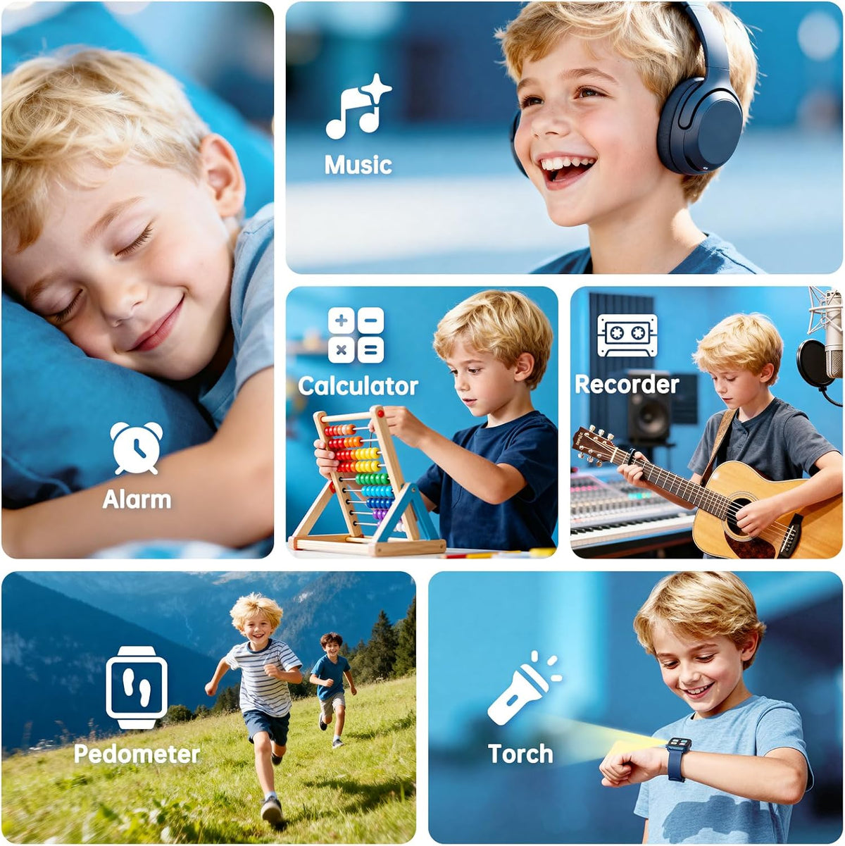 Reloj inteligente para niños con 26 juegos de rompecabezas, pantalla táctil HD, reloj para niños, cámara, reproductor de música, reloj despertador, calculadora, podómetro, tarjeta de aprendizaje, juguetes de 12/24 horas para niños de 3 a 12 años, regalo d