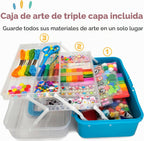 Olly Kids Biblioteca de kits de manualidades en una caja organizadora de plástico para manualidades, suministros de arte y manualidades para niños de 4, 5, 6, 7, 8, 9, 10, 11 y 12 años, niños y niñas