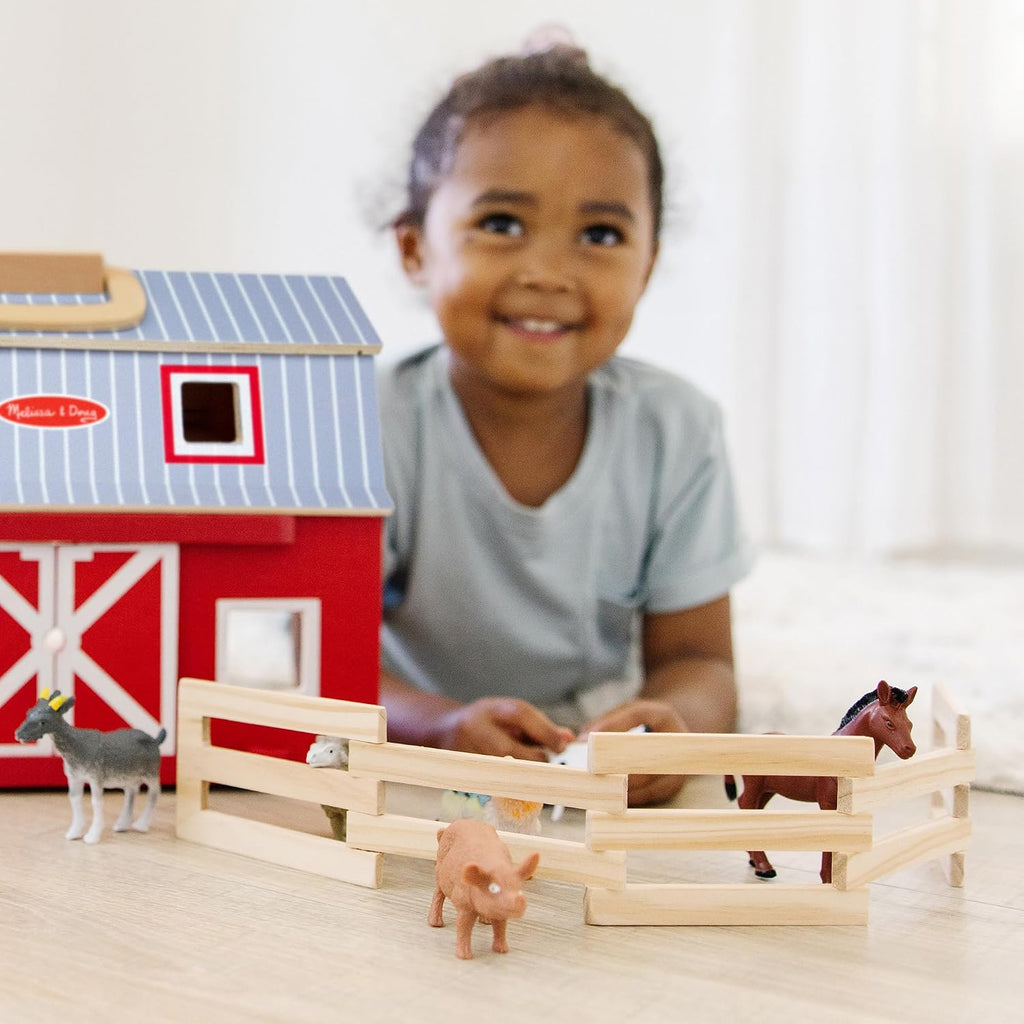 melissa & doug Fold and Go de madera granero, Versión estándar, Multi Color