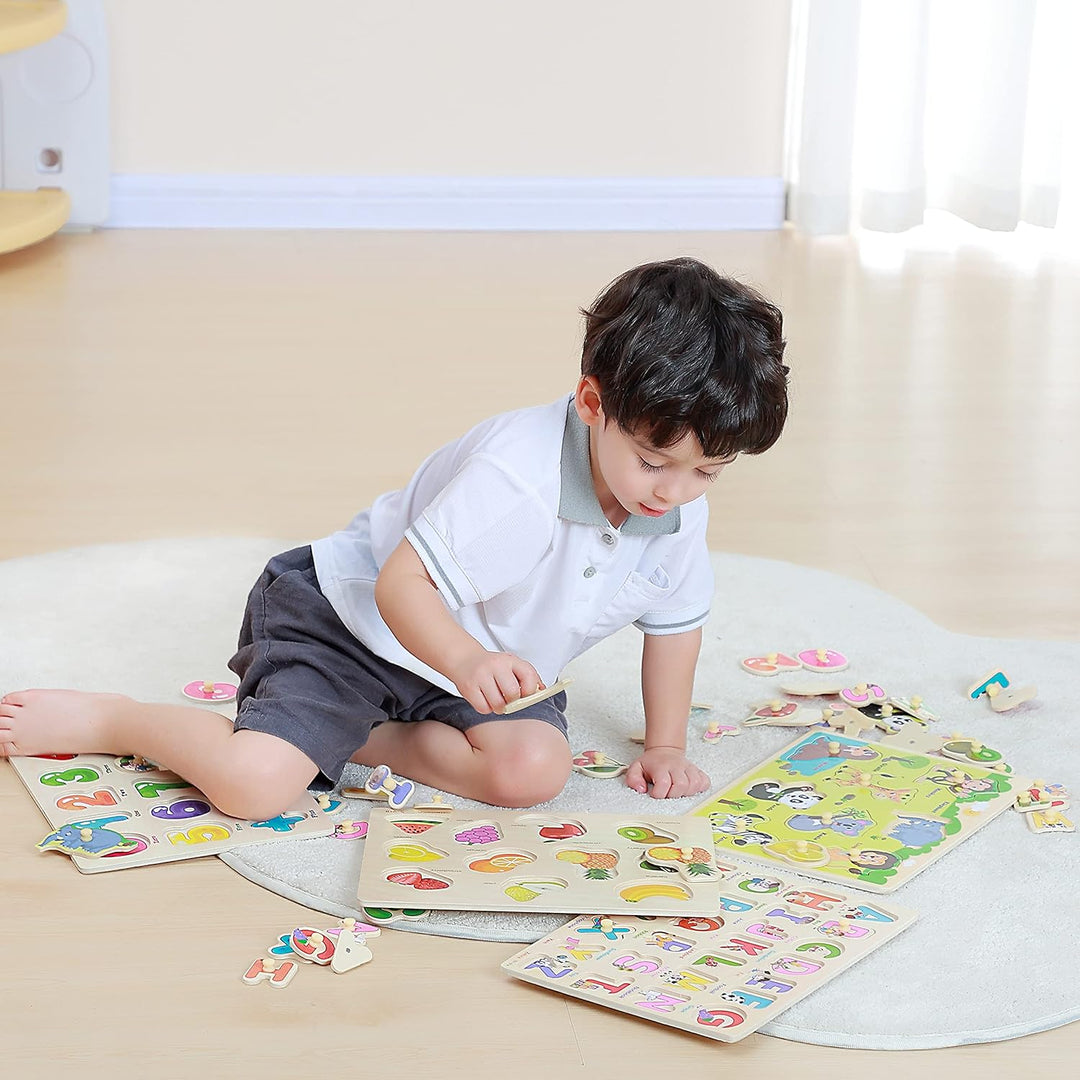 GRINNNIE - Rompecabezas de madera para niños pequeños de 3