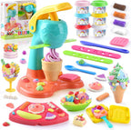 PLAY Juego de Masa de Arcilla con Máquina para Hacer Helados/Máquina para Hacer Fideos/Molde para Helado Banana Split Creaciones de Cocina Artes y Manualidades Juguetes de Comida de Juego Kit de