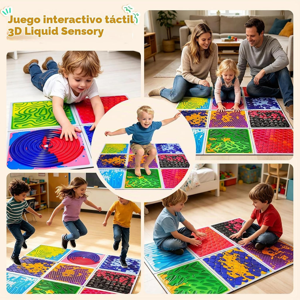 Paquete de 4 azulejos sensoriales para niños, alfombrillas