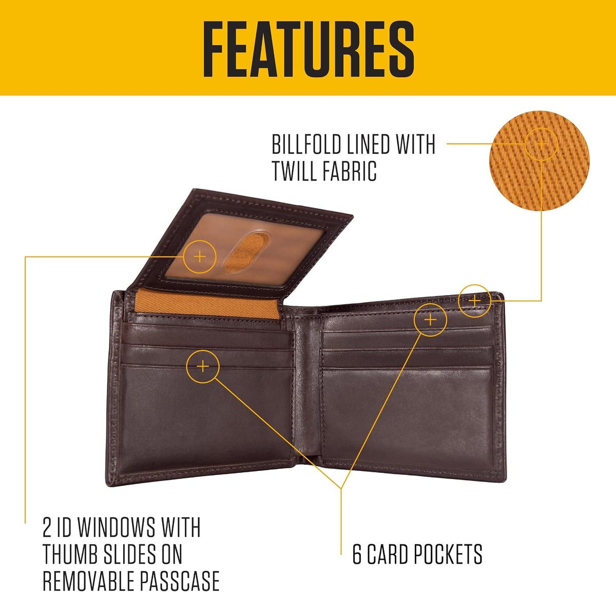 Carhartt Cartera de cuero marrón aceitado para hombre, bolsillo frontal, diseños de paccase y triple pliegue, construcción duradera, regalos para hombres, Talla única