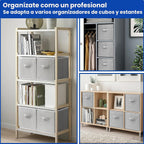 Cubos de almacenamiento, cubos de almacenamiento de 11 pulgadas para estantes (paquete de 10), contenedores de almacenamiento plegables de tela con asas dobles, cestas plegables para revistas, organizadores de armario y caja de almacenamiento (gris)