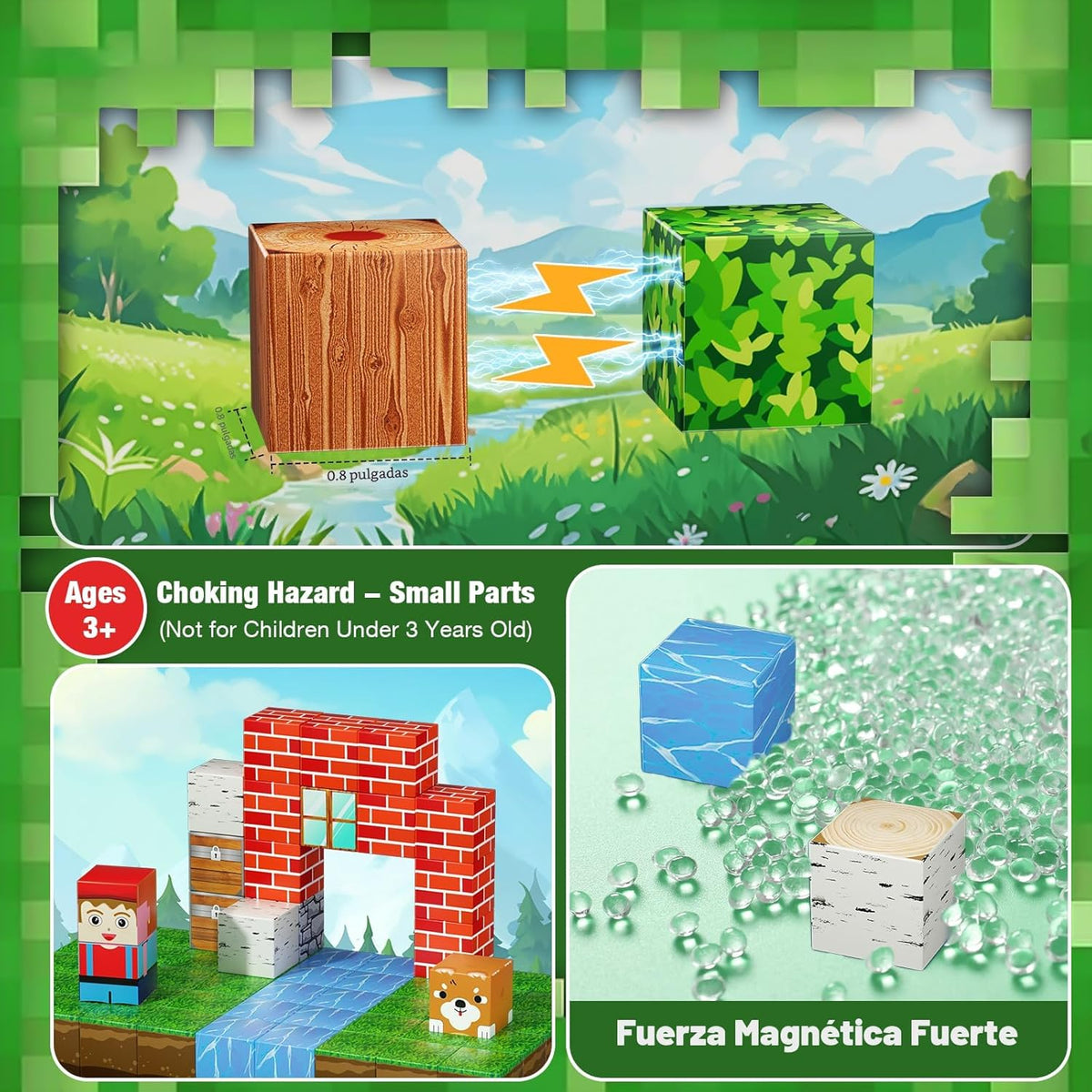 200 piezas de bloques magnéticos, juguetes magnéticos de cubo de co...