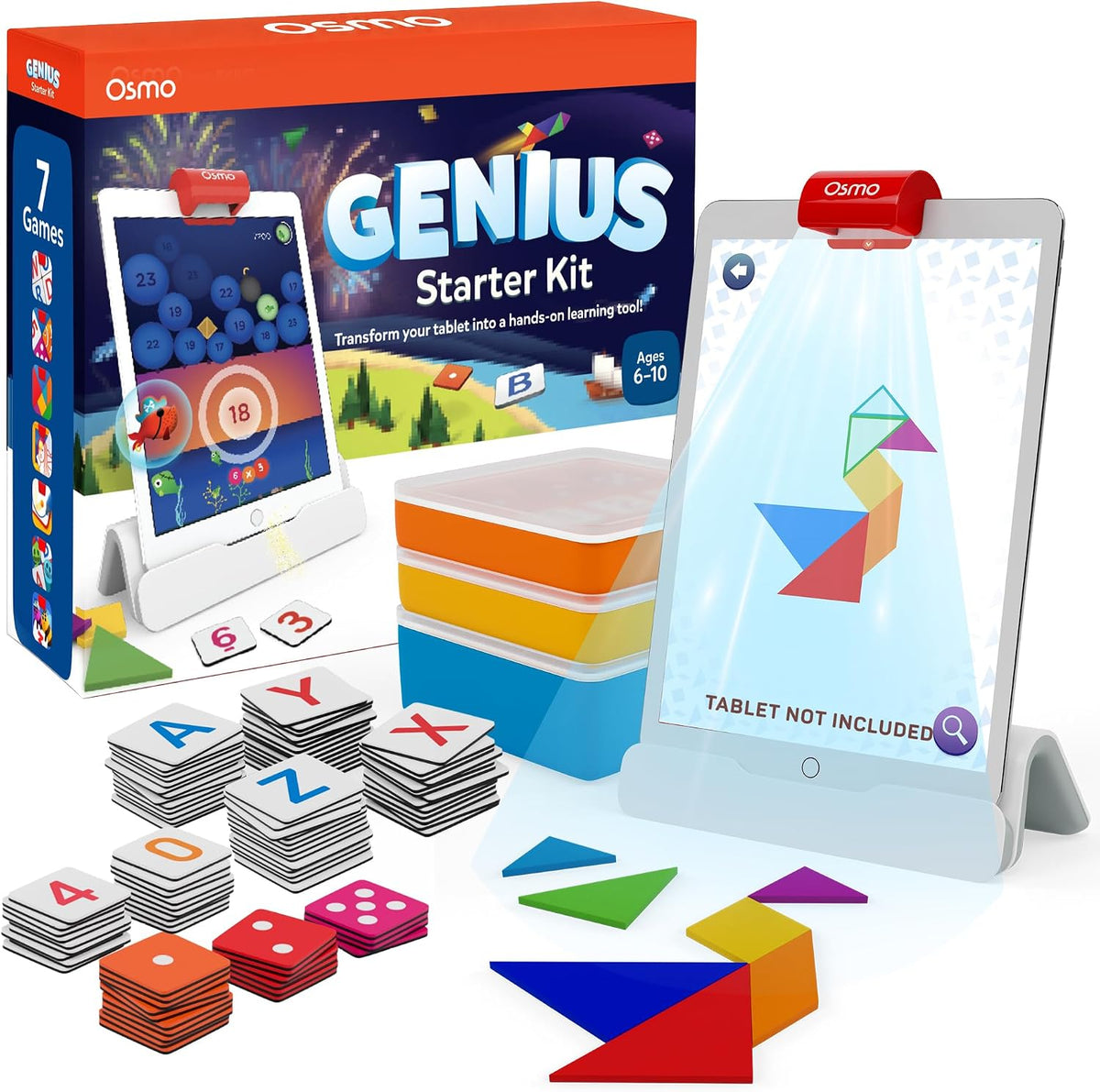 Osmo Genius Kit, Ages 6-10, 7 STEM Learning Games, Spelling & Math, iPad
