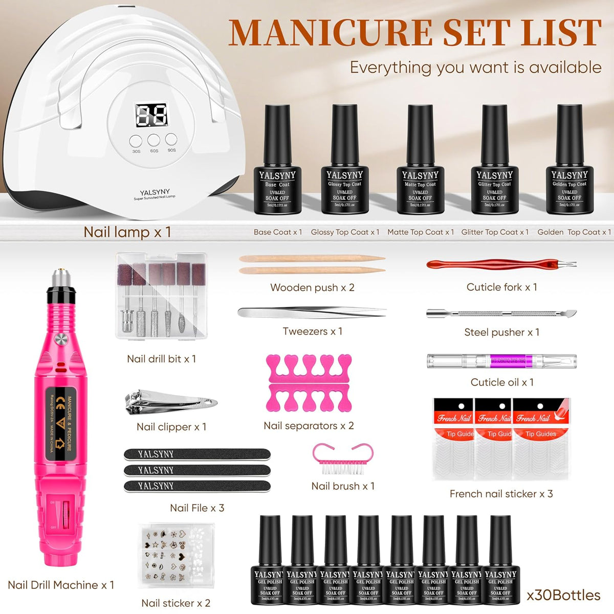 YALSYNY Kit de esmalte de uñas de gel con lámpara de uñas UV, kit d...