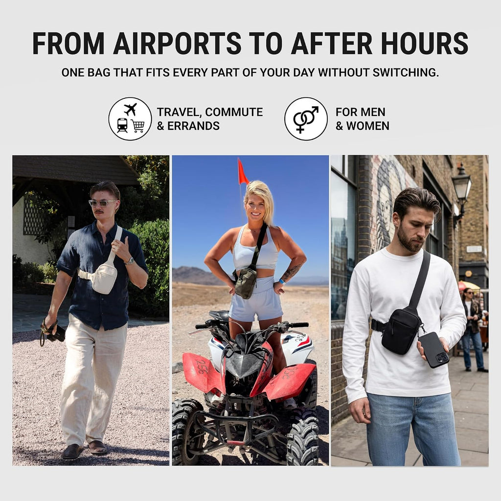 Bolso tipo bandolera de viaje para hombres y mujeres, bolso cruzado antirrobo con bloqueo RFID