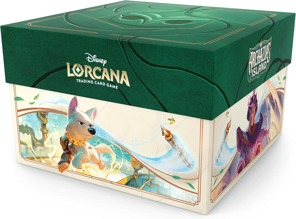 Ravensburger Disney Lorcana TCG: Archazia's Island Illumineer's Trove | Almacenamiento seguro de tarjetas | Incluye paquetes de refuerzo y guía completa | Obras de arte originales de Disney | A partir