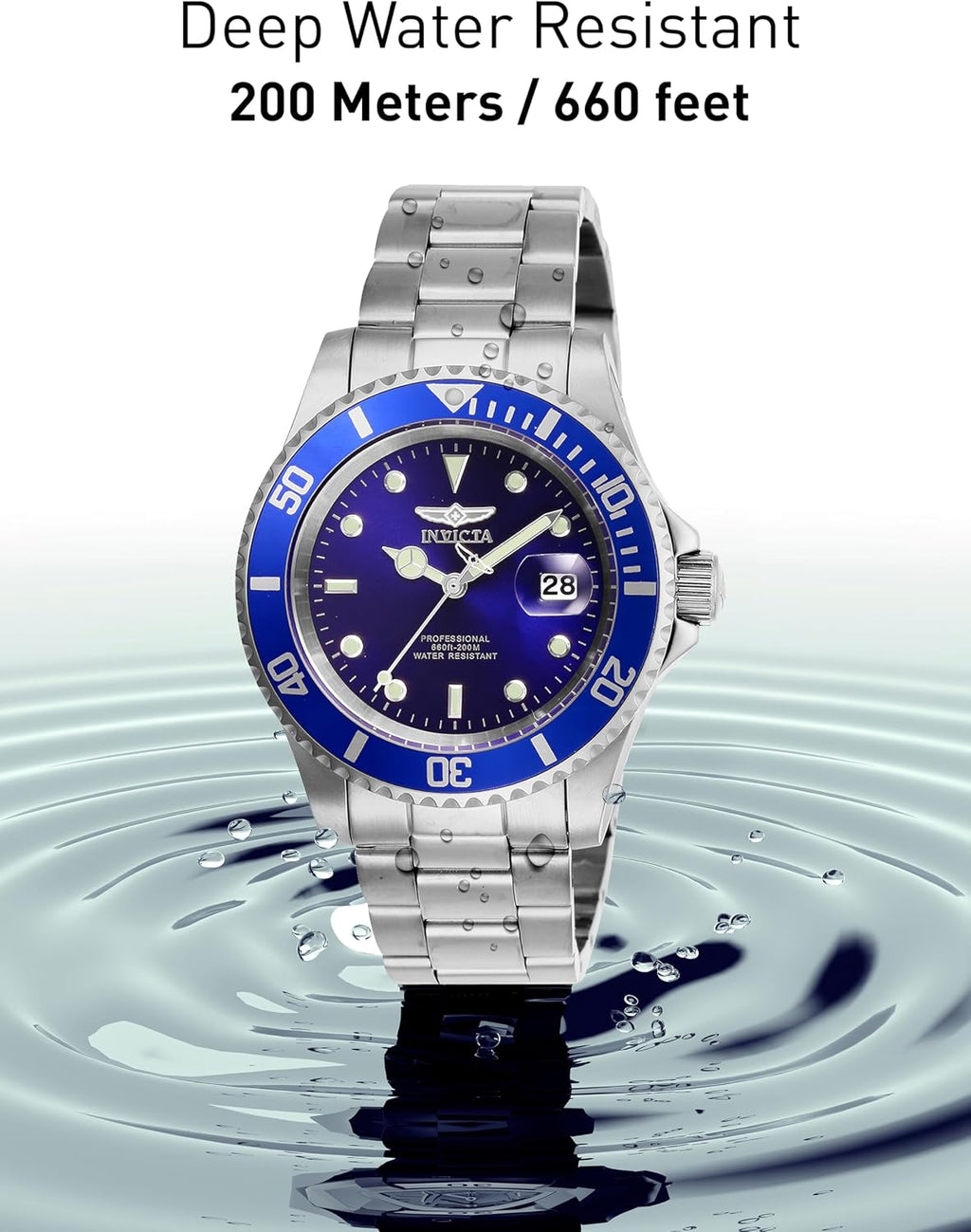 Invicta Reloj de cuarzo Pro Diver para hombre con correa de acero inoxidable