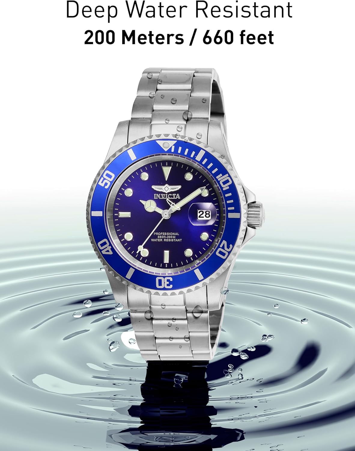 Invicta Reloj de cuarzo Pro Diver para hombre con correa de acero inoxidable