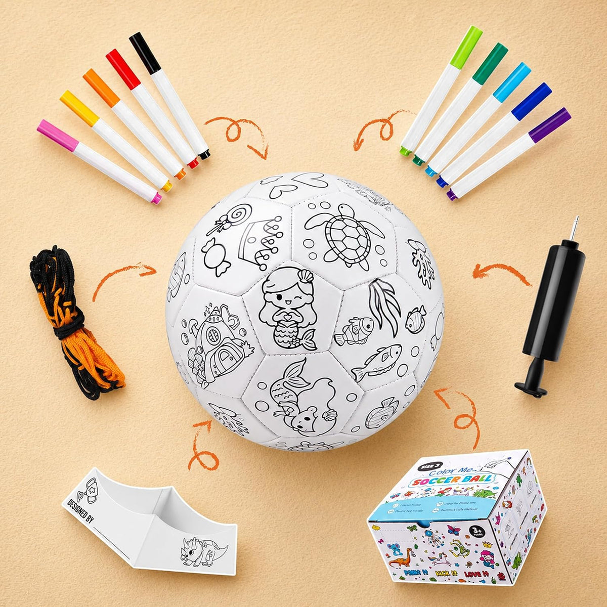 Colorea tu propia pelota de fútbol, juguetes de sirena, regalos de