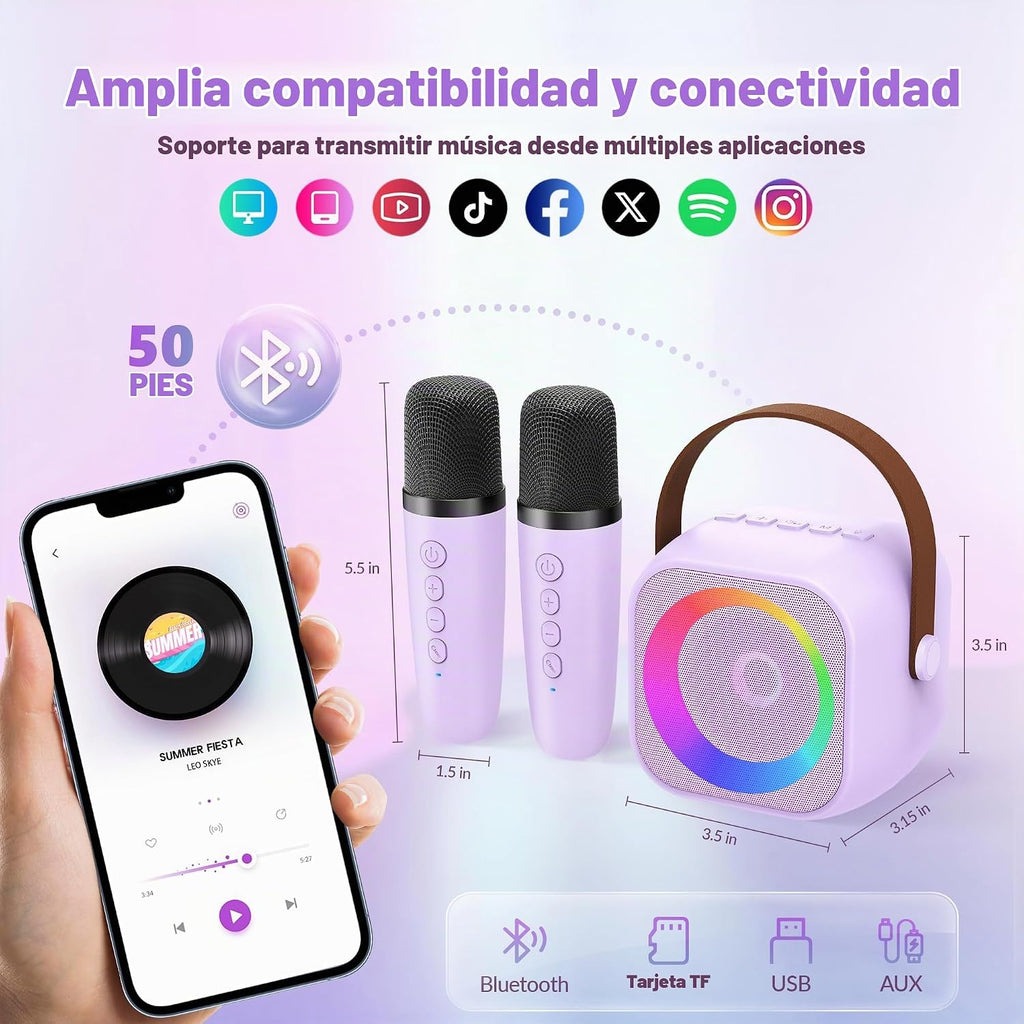 Máquina de karaoke para niños y adultos, juguetes de karaoke, regalos para niñas y niños, altavoz Bluetooth portátil con micrófono inalámbrico, regalos de cumpleaños para niñas y niños de 4, 5, 6, 7