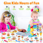 Juegos de masa de color 2 en 1 para niños de 2 a 4-8 años, máquina de helado y pizza de Kitchen Creations, juguetes de comida de arte y manualidades para niños de 3 años en adelante, niñas y niños, 8
