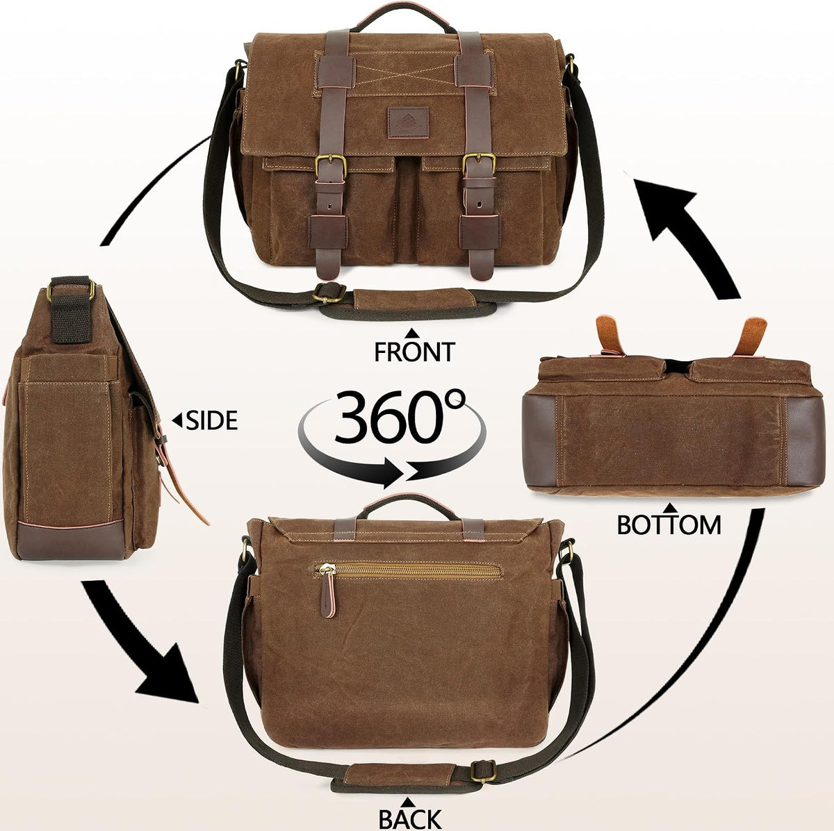Bolsa tipo mensajero para hombre - Bolsa impermeable de lona