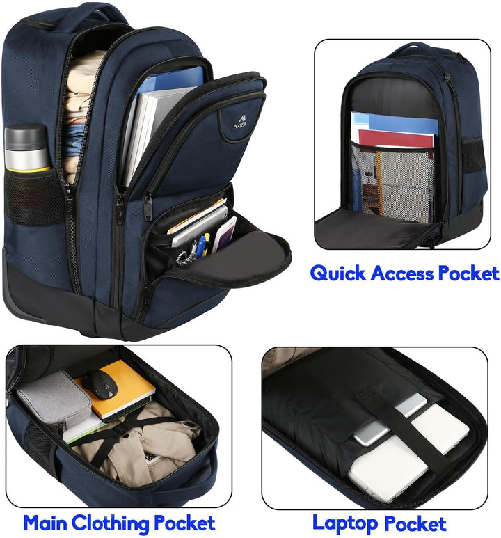 MATEIN - Mochila con ruedas, mochila rodante para laptop apta para...