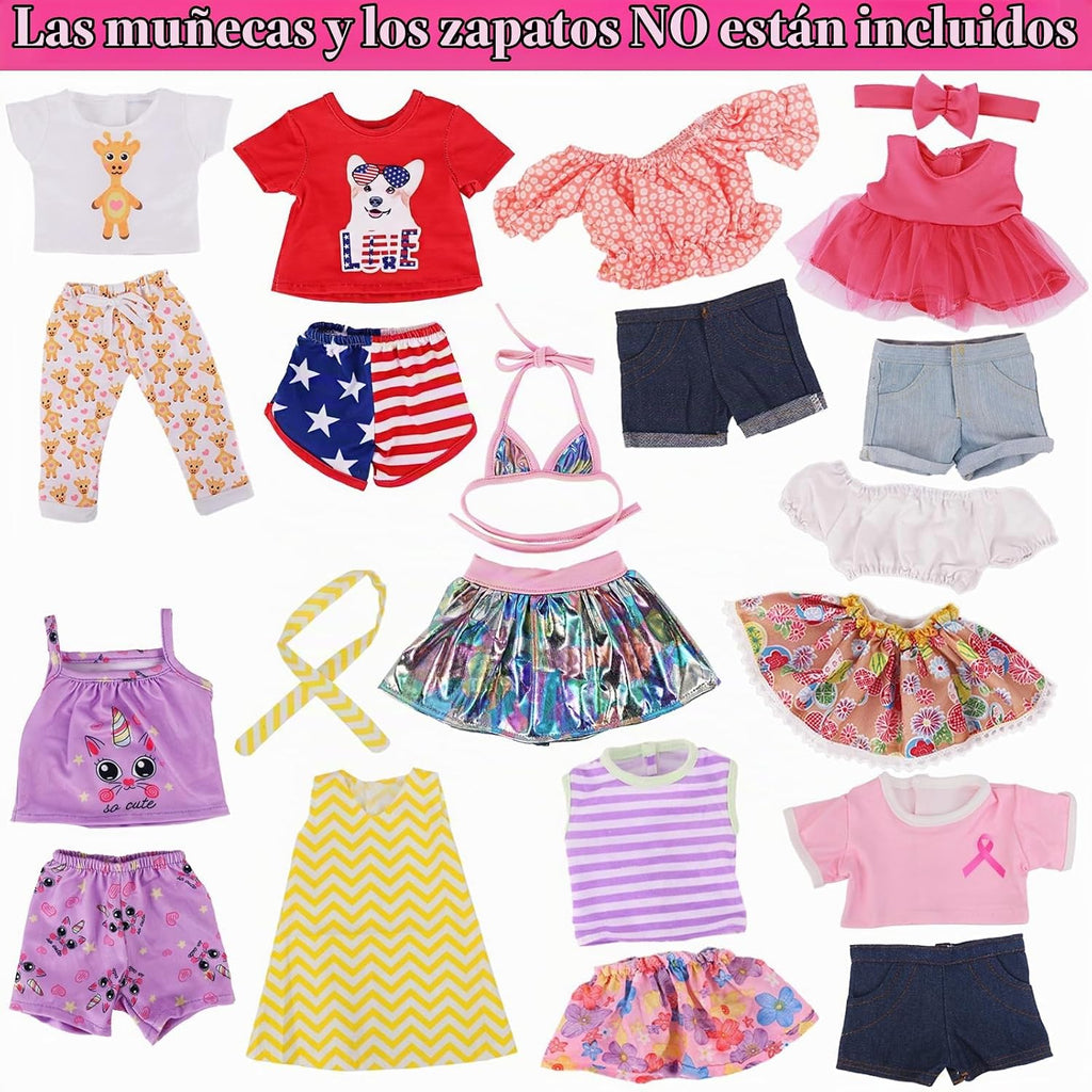K.T. Fancy American - Juego de 10 accesorios de ropa para muñecas de 18 pulgadas