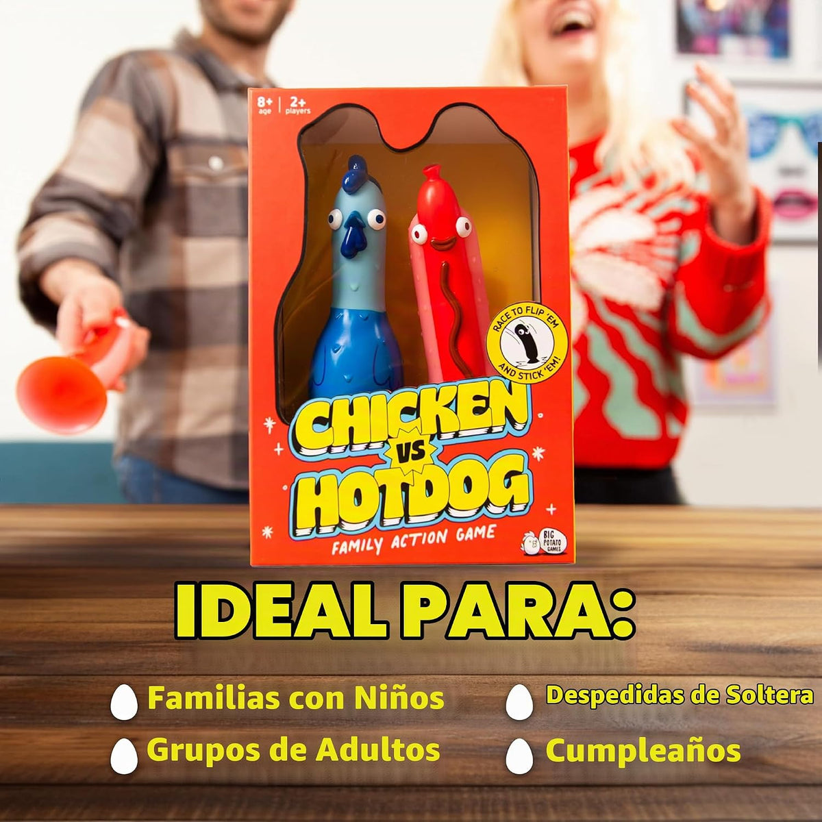 Paquete de mentalidad de rebaño y pollo vs perrito caliente | Divertidos juegos de fiesta familiar para adultos, adolescentes y niños | Juegos de mesa fáciles de aprender para noche de juegos, 2 a 8