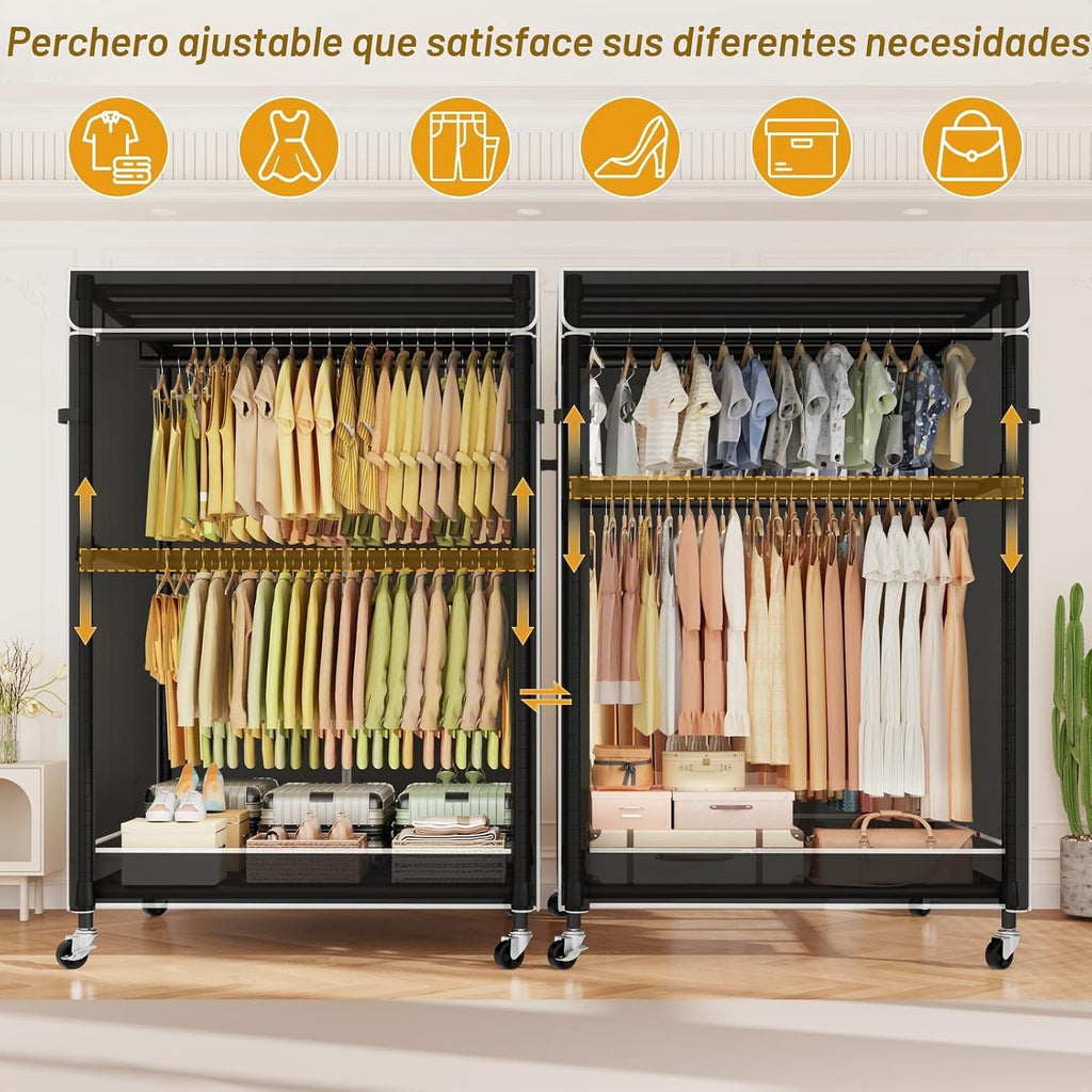 P4C Plus - Perchero enrollable con tapa, estantes de ropa