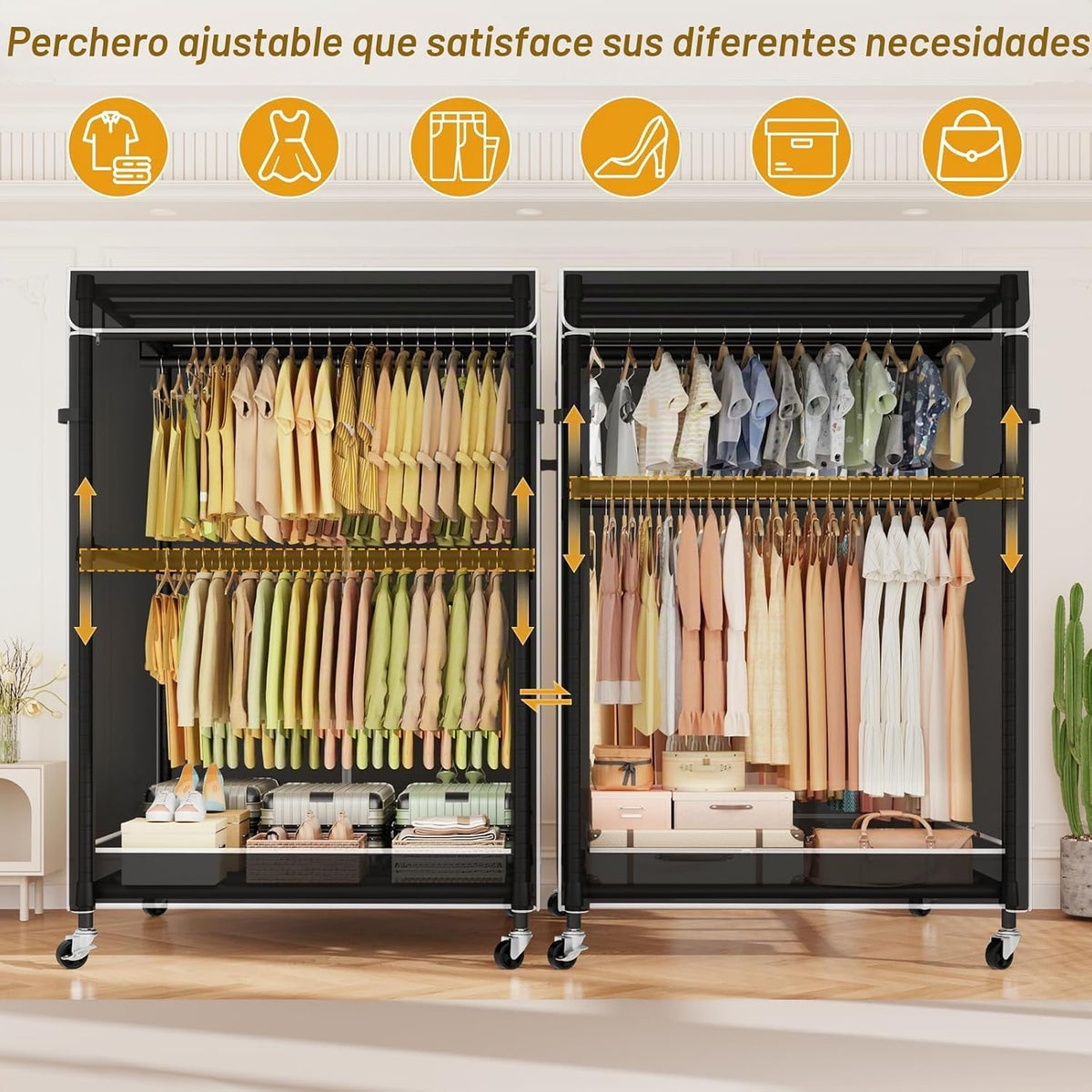 P4C Plus - Perchero enrollable con tapa, estantes de ropa