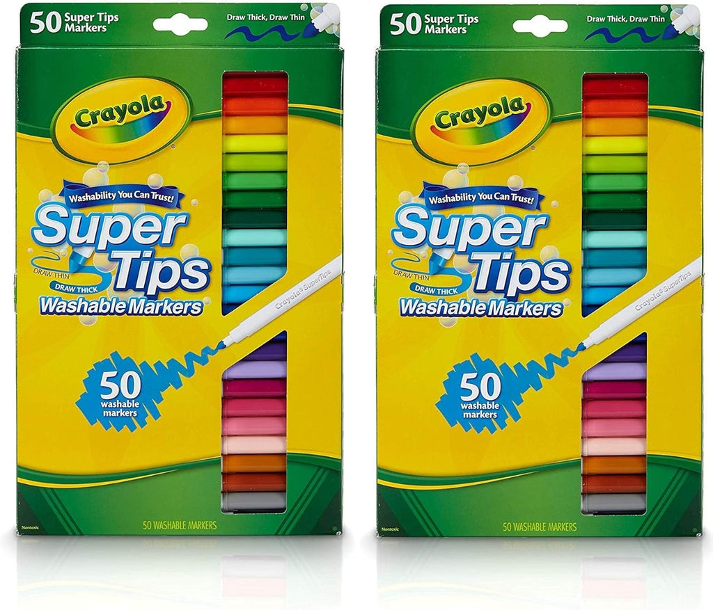 Crayola Marcadores Super Tips, marcadores lavables, regalo, 50 unidades, paquete de 2