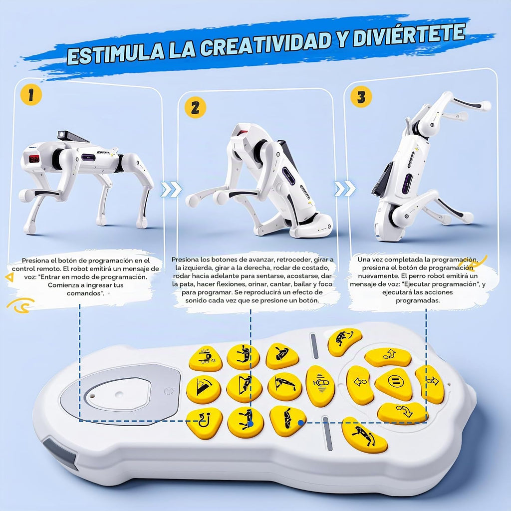 Juguete inteligente para perros robot con voz y control remoto, mascota