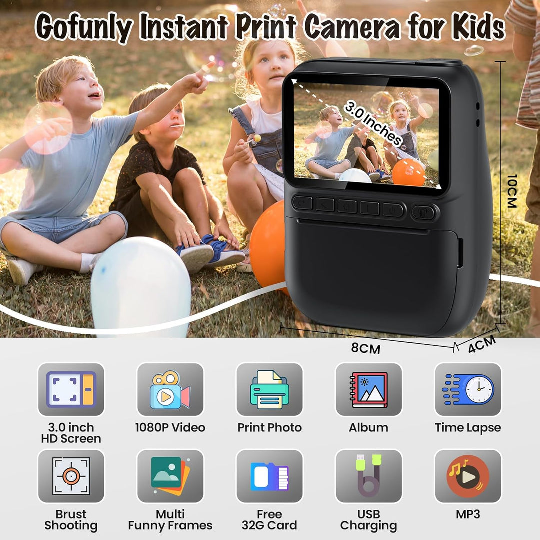Cámara de impresión instantánea para niños, cámaras de video digita...